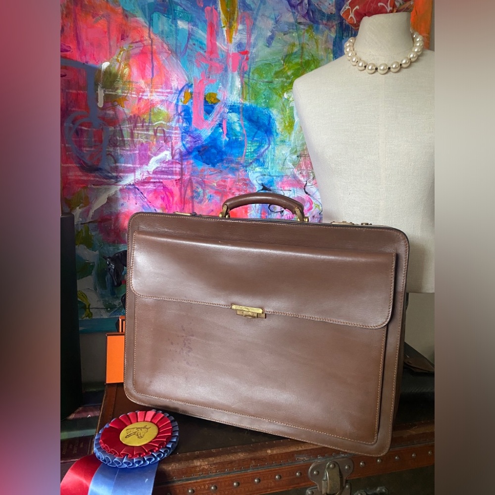 Ultra Rare Vintage Handsome GUCCI Leather Briefcase Carry On Luggage Bag Luxury